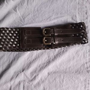 Brown Woven Leather Belt